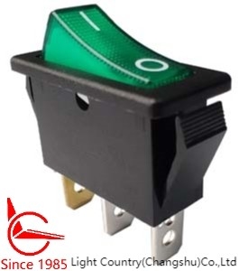ΛC R4 Rocker Switch ON-OFF 33*15mm Πράσινο φωτισμένο 16A 250V UL VDE